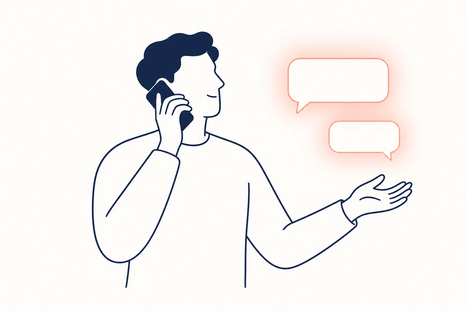 Ilustração de pessoa relaxada conversando no celular com confiança