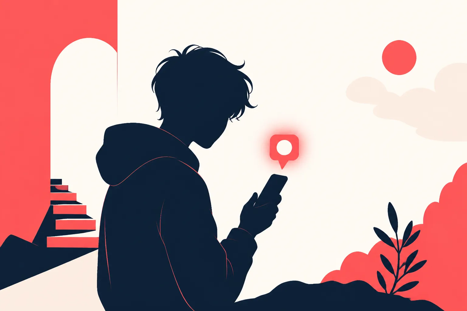 Pessoa olhando notificação no celular com expressão curiosa