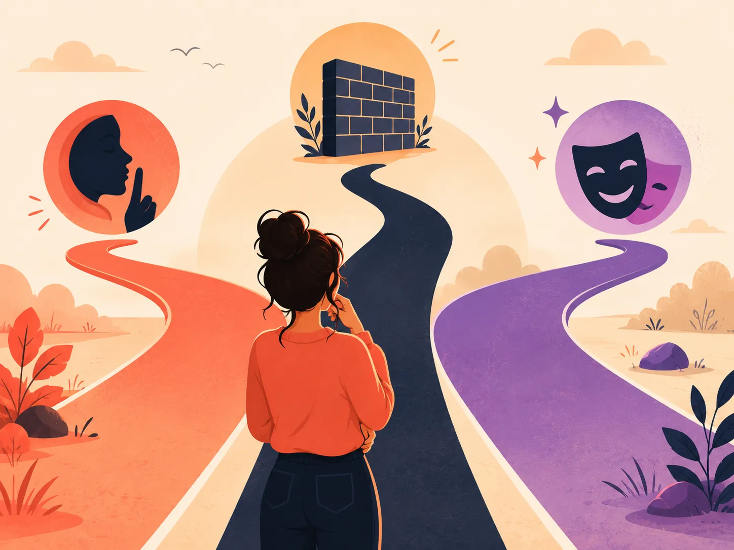 Ilustracao com caminhos para responder oi sumida